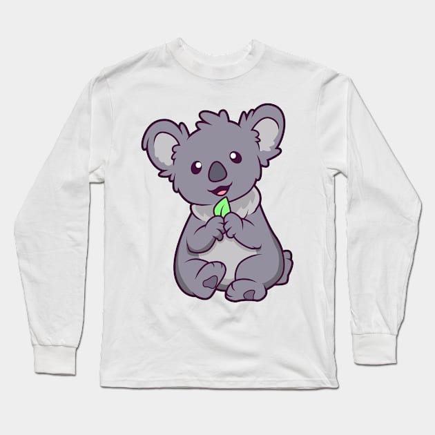 Kawaii Koala Long Sleeve T-Shirt by Modern Medieval Design